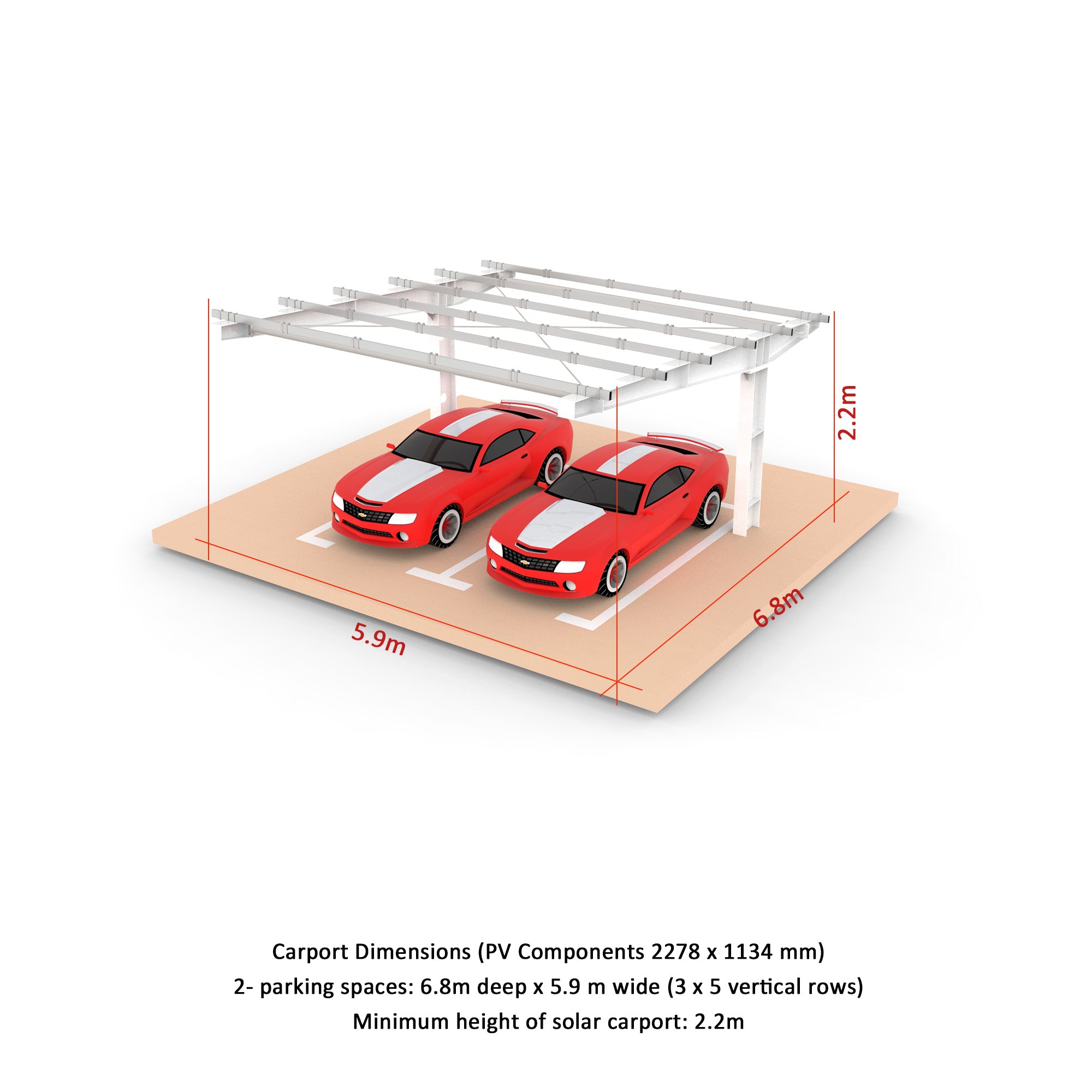 I Type Single-post Single Side Solar Carport Mounting Structure