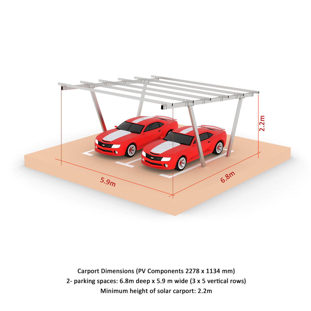V Type Two Column Solar Carport Mounting Structure