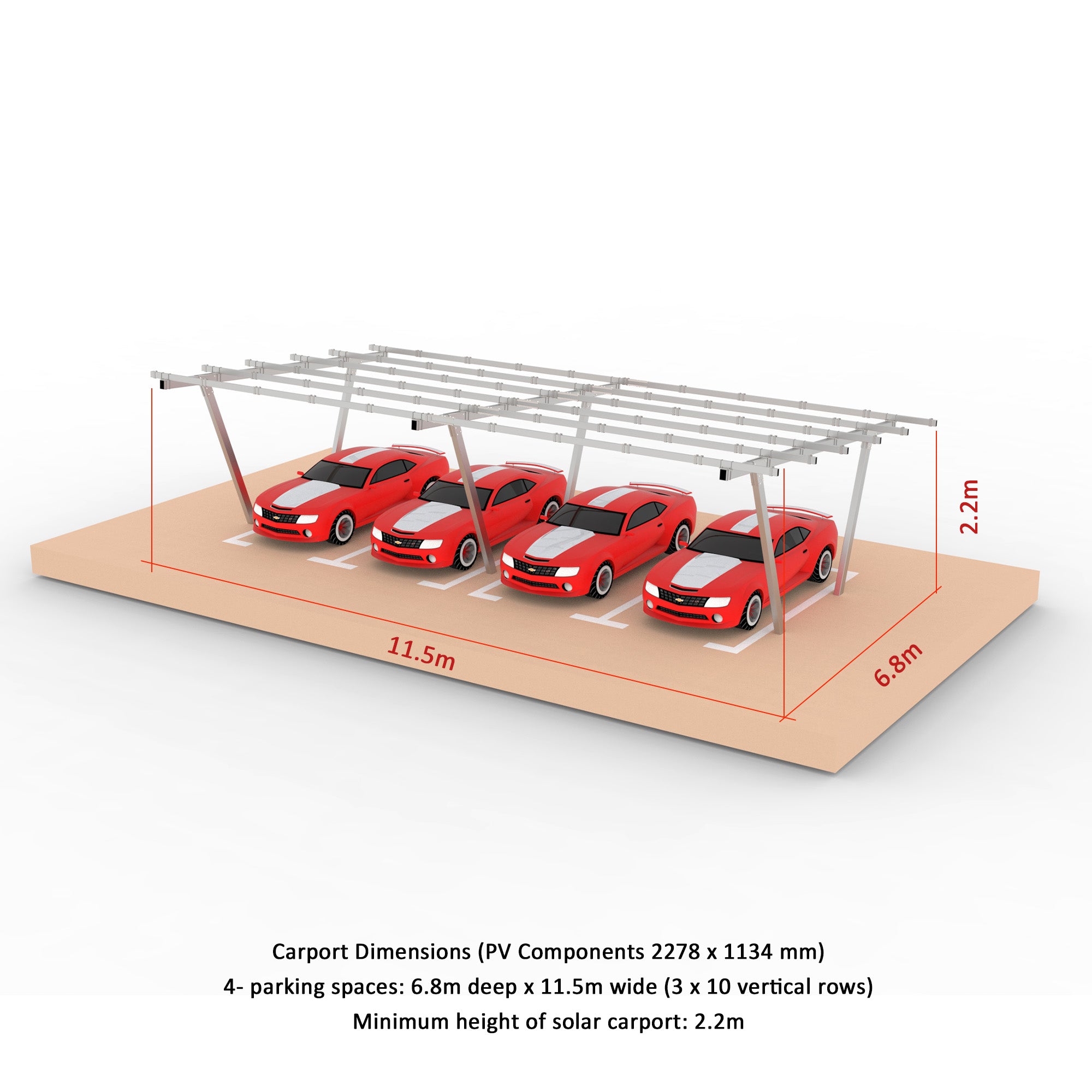 V Type Two Column Solar Carport Mounting Structure