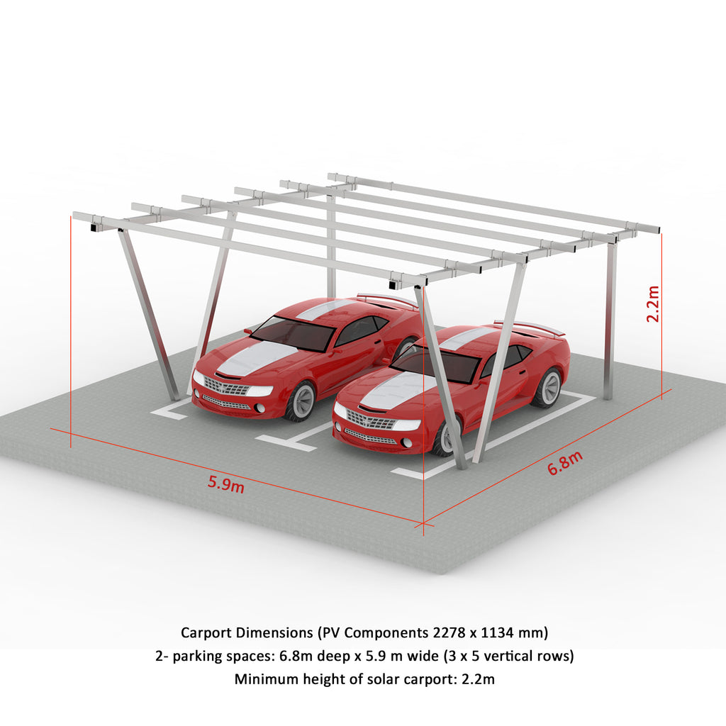 N Type Column Solar Carport Mounting Structure for 2/4/6/8 Parking Spaces