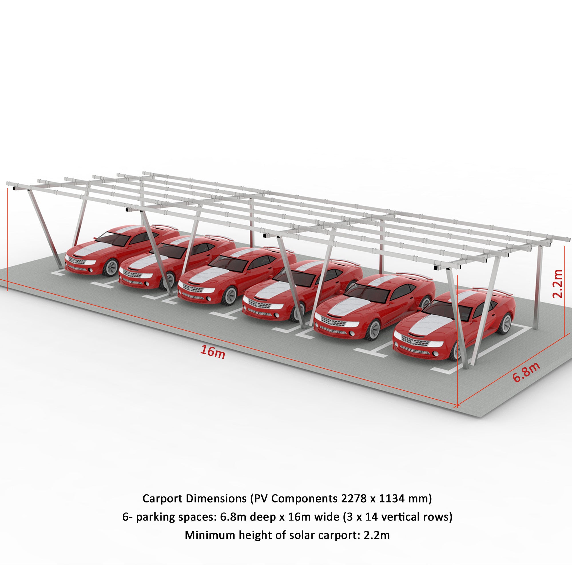 N Type Column Solar Carport Mounting Structure for 2/4/6/8 Parking Spaces