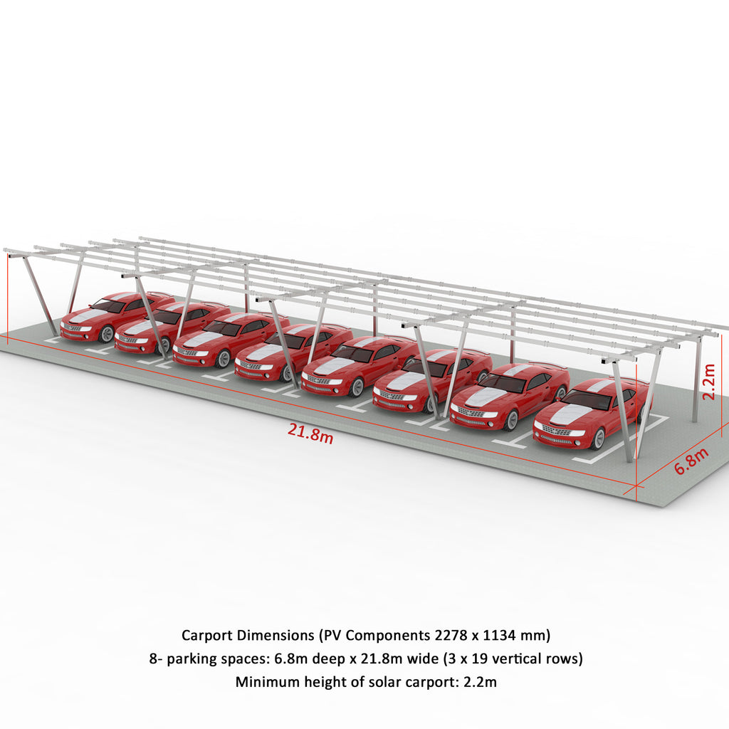 N Type Column Solar Carport Mounting Structure for 2/4/6/8 Parking Spaces