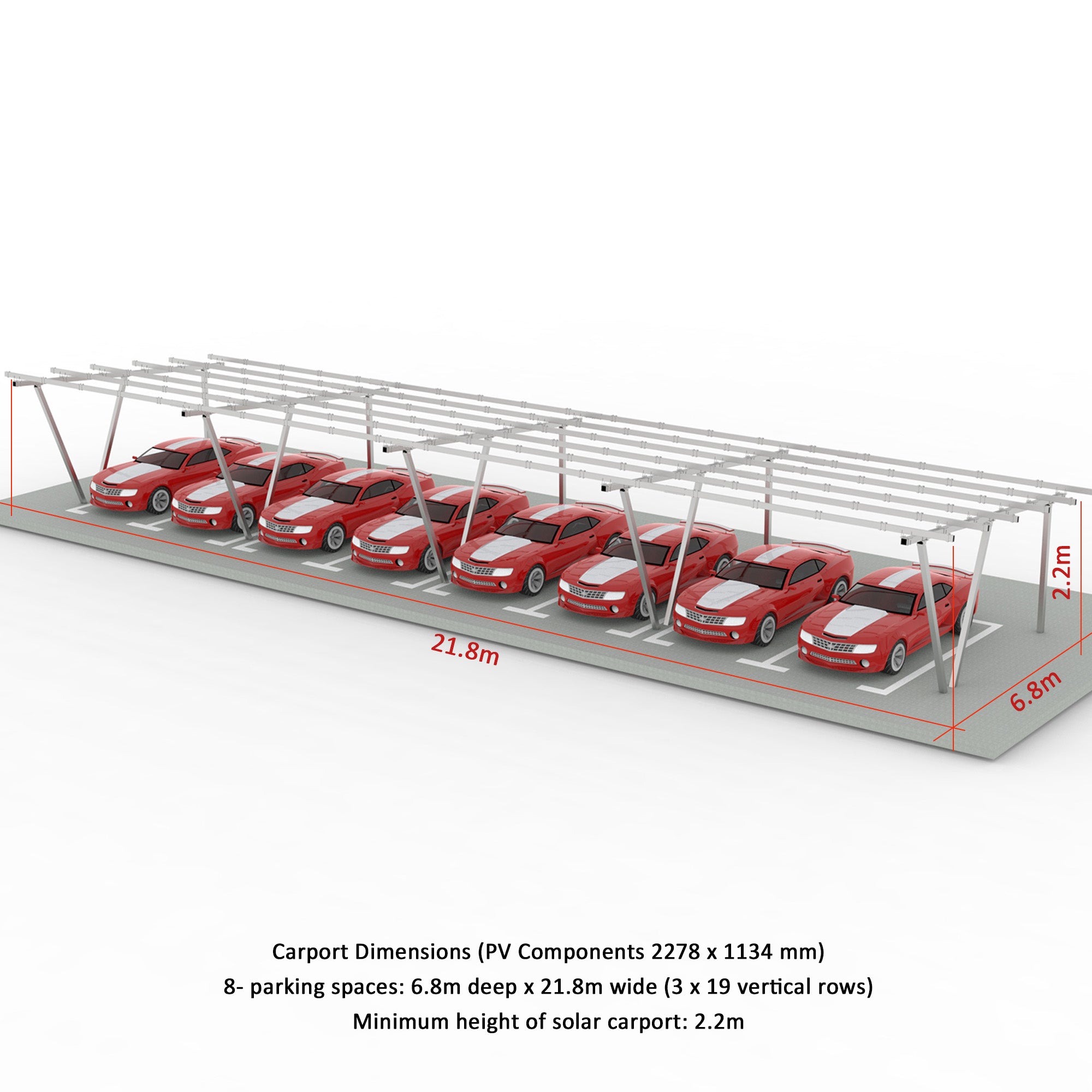 N Type Column Solar Carport Mounting Structure for 2/4/6/8 Parking Spaces