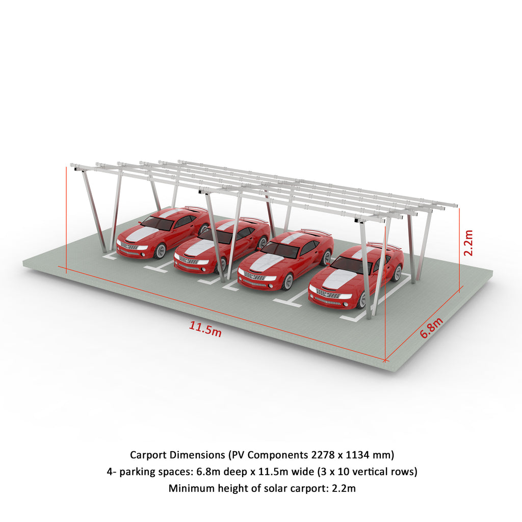 W Shape Solar Mounting System Car Parking Structure
