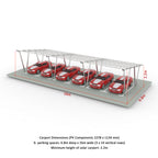 W Shape Solar Mounting System Car Parking Structure
