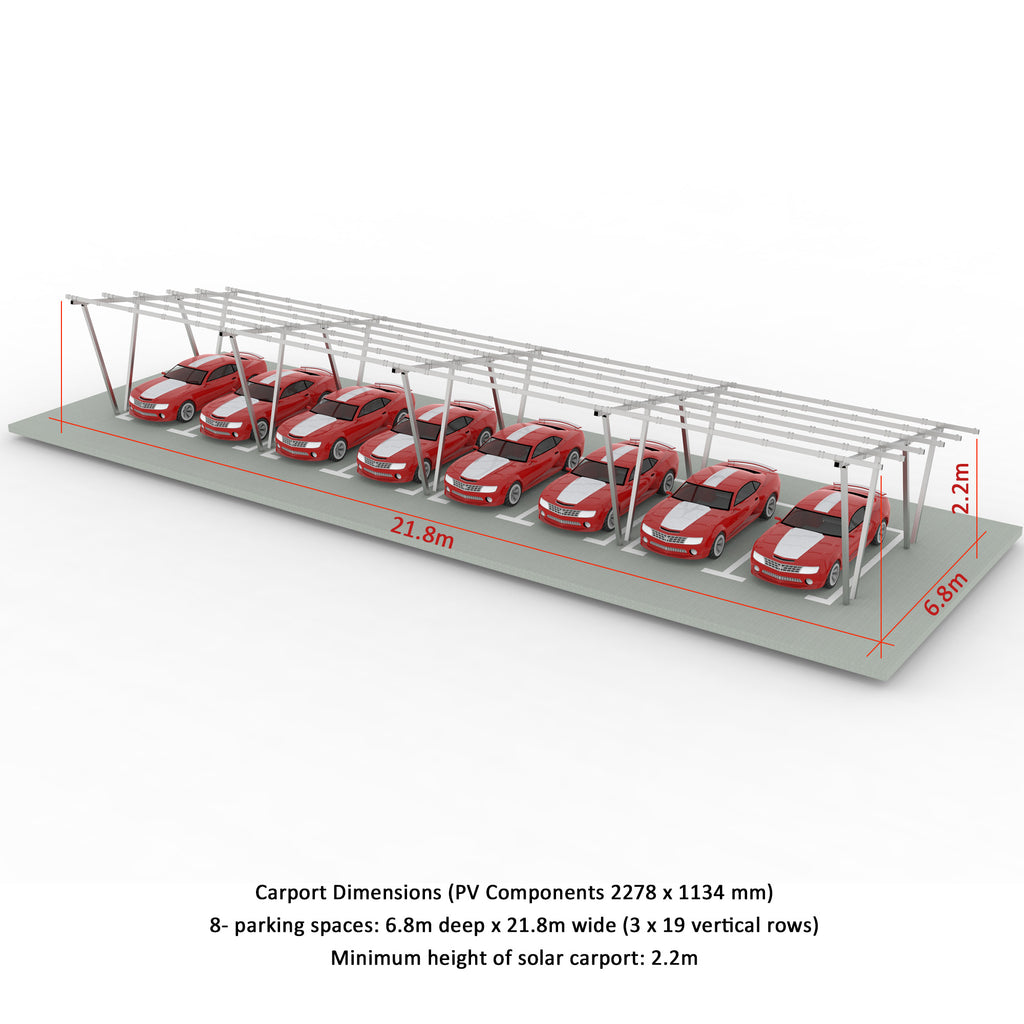 W Shape Solar Mounting System Car Parking Structure