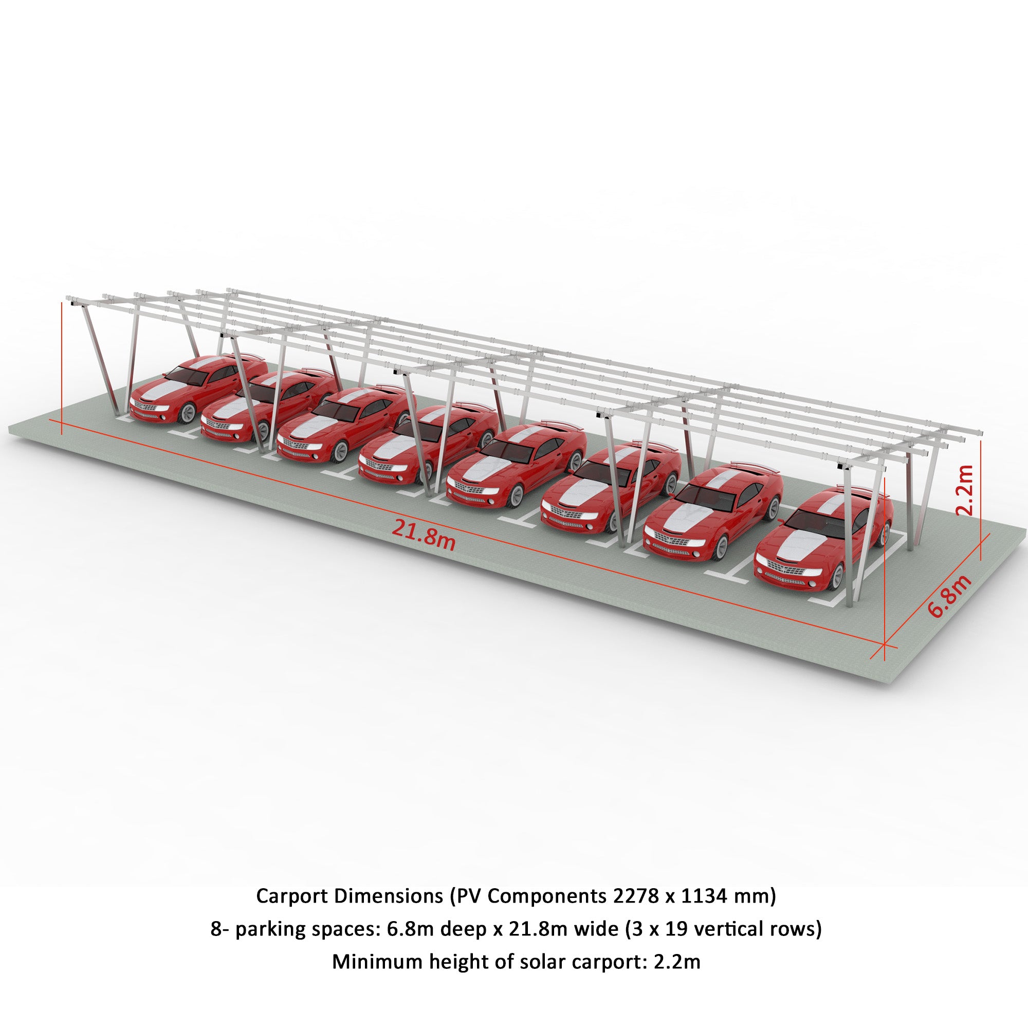 W Shape Solar Mounting System Car Parking Structure