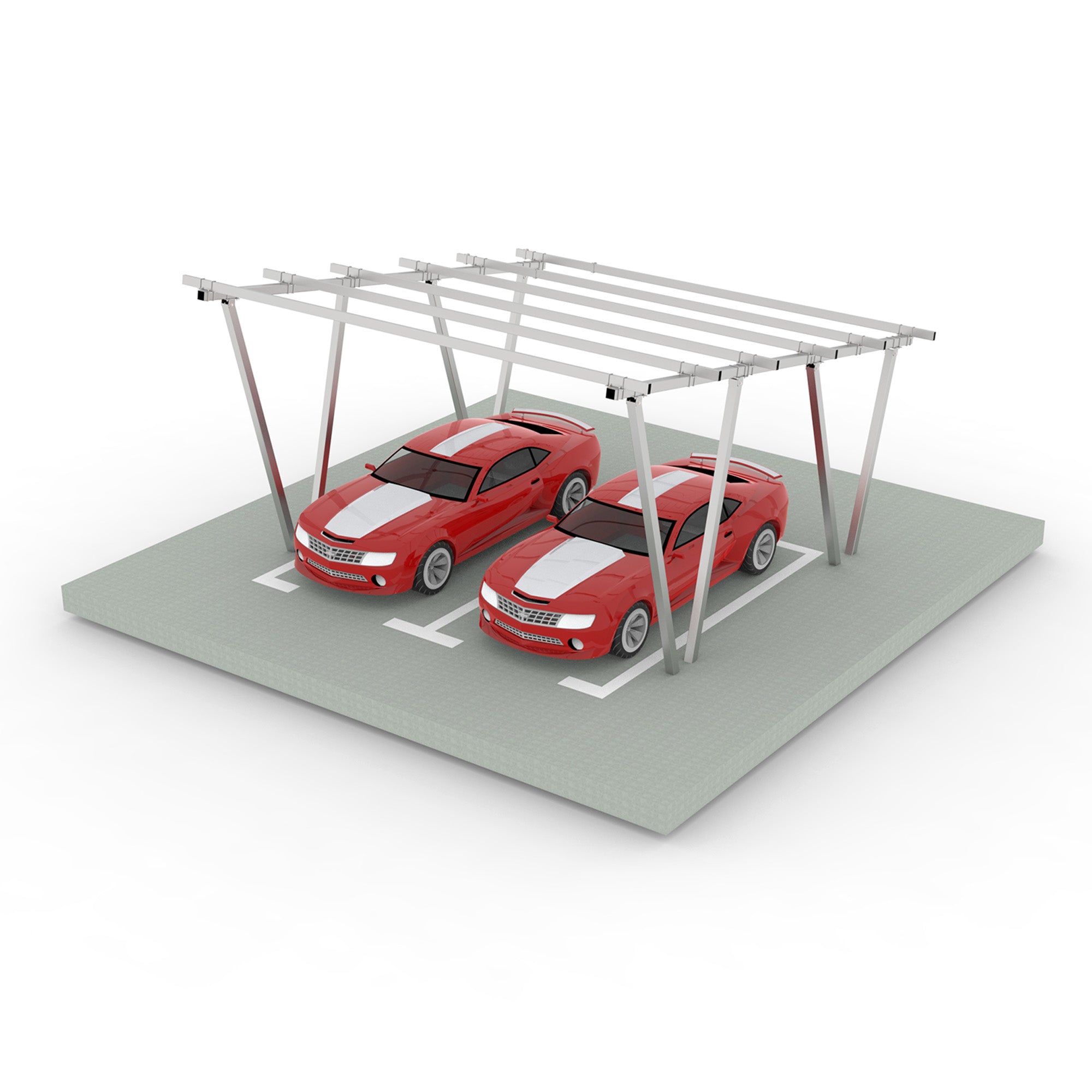 W Shape Solar Mounting System Car Parking Structure