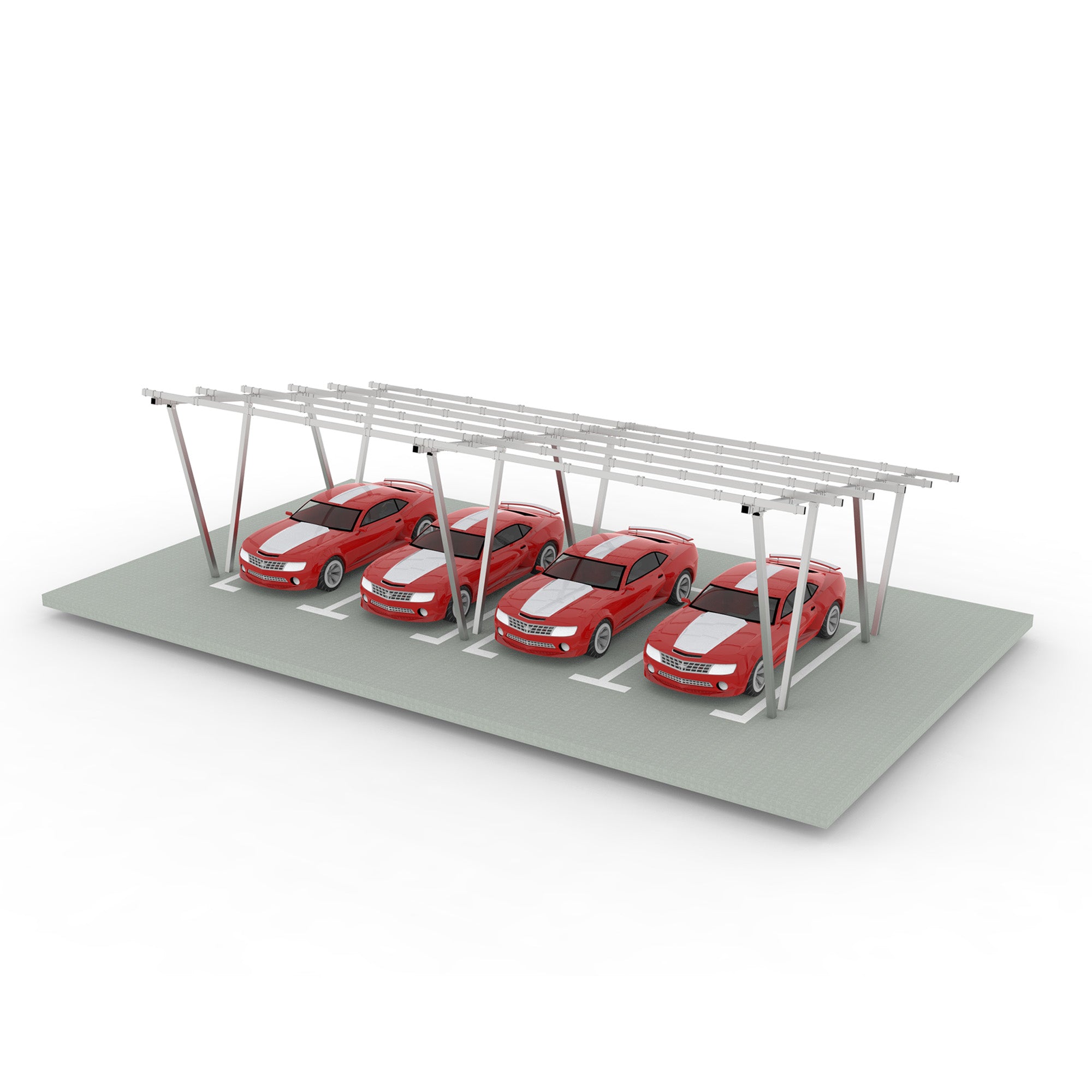 W Shape Solar Mounting System Car Parking Structure