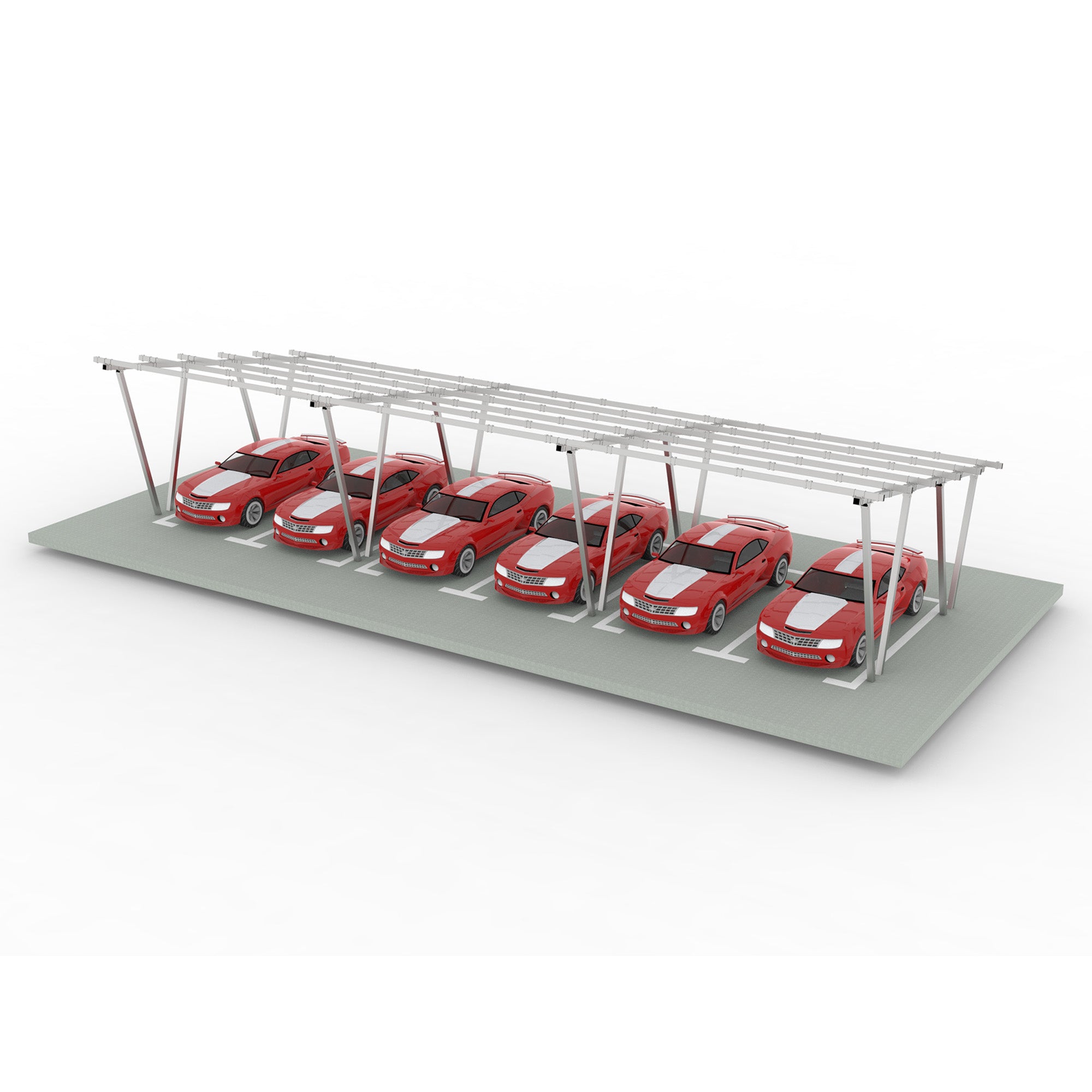 W Shape Solar Mounting System Car Parking Structure