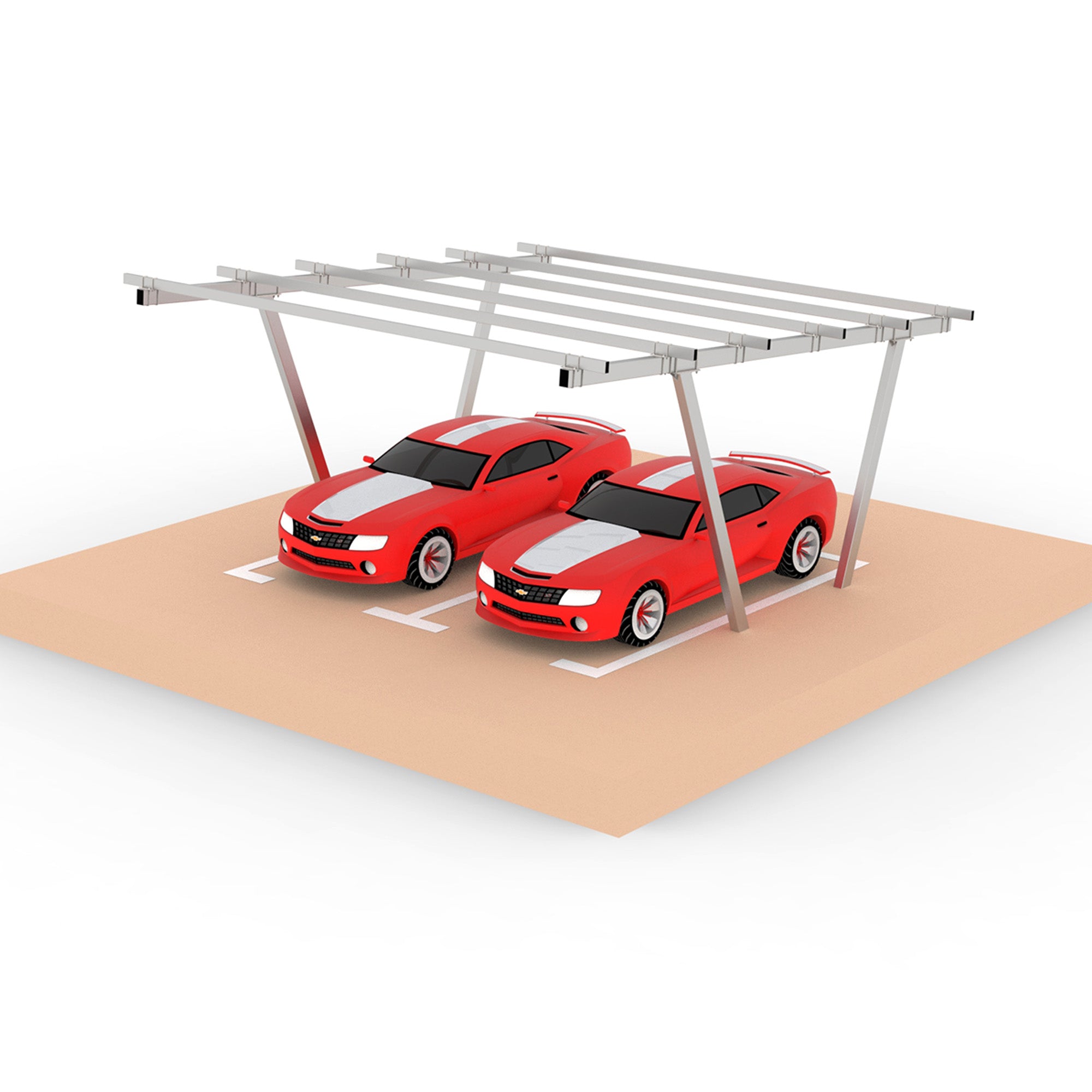 V Type Two Column Solar Carport Mounting Structure