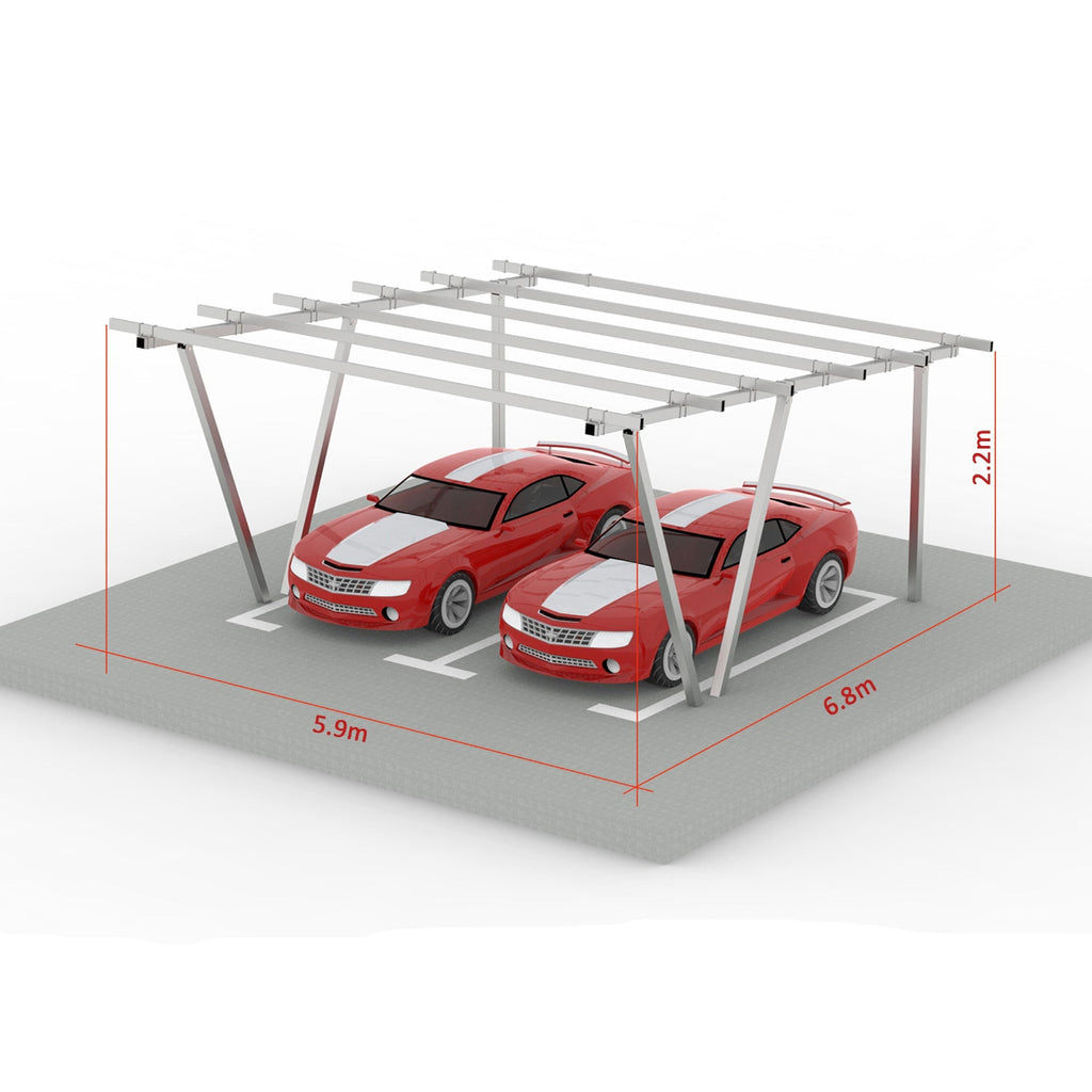 N Type Column Solar Carport Mounting Structure for 2/4/6/8 Parking Spaces