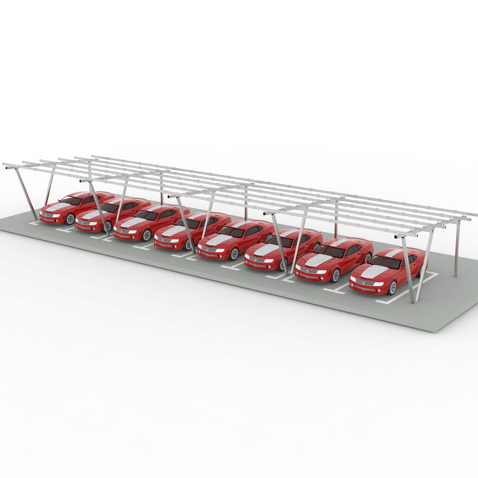 N Type Column Solar Carport Mounting Structure for 2/4/6/8 Parking Spaces