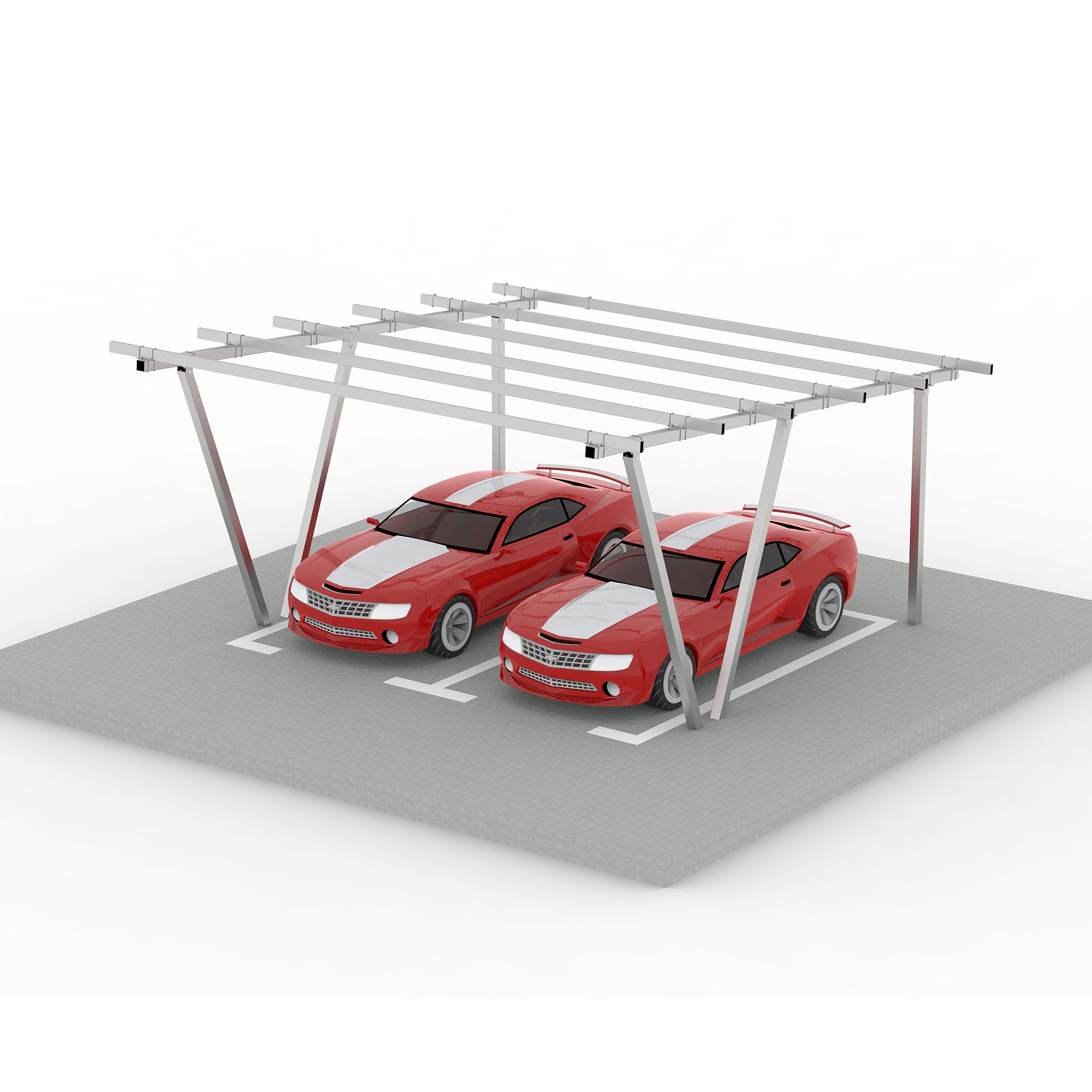 N Type Column Solar Carport Mounting Structure for 2/4/6/8 Parking Spaces