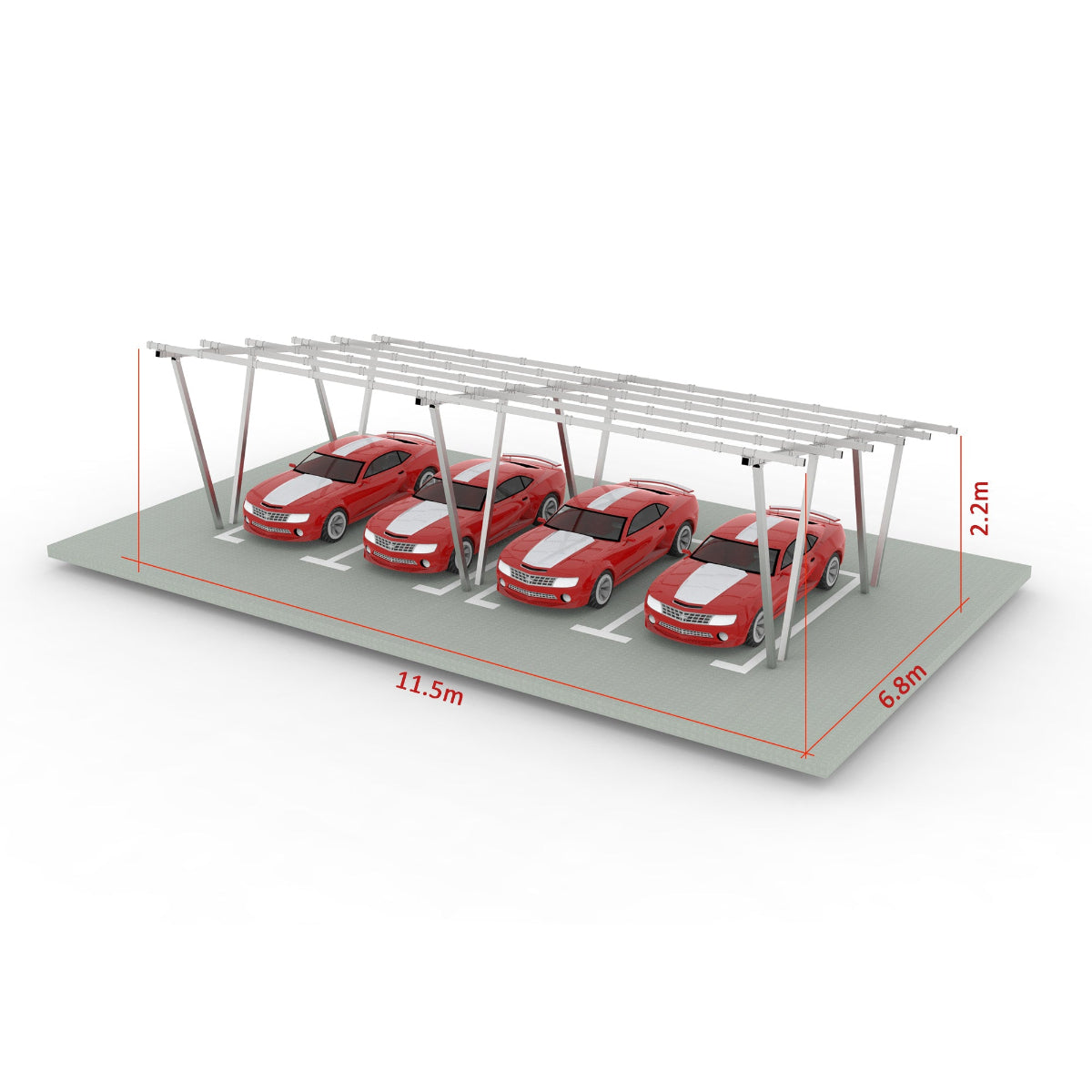 W Shape Solar Mounting System Car Parking Structure