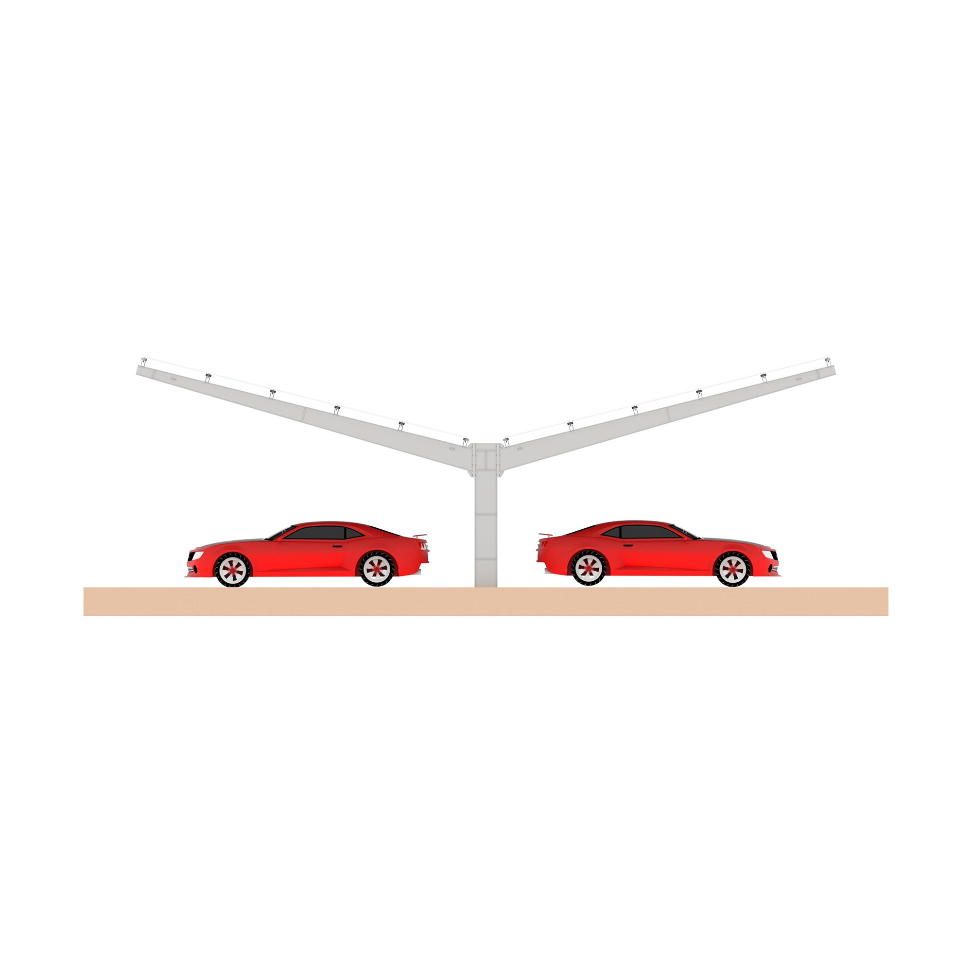 Y Type Double Side Single-post Solar Panel Carport Mounting Structure