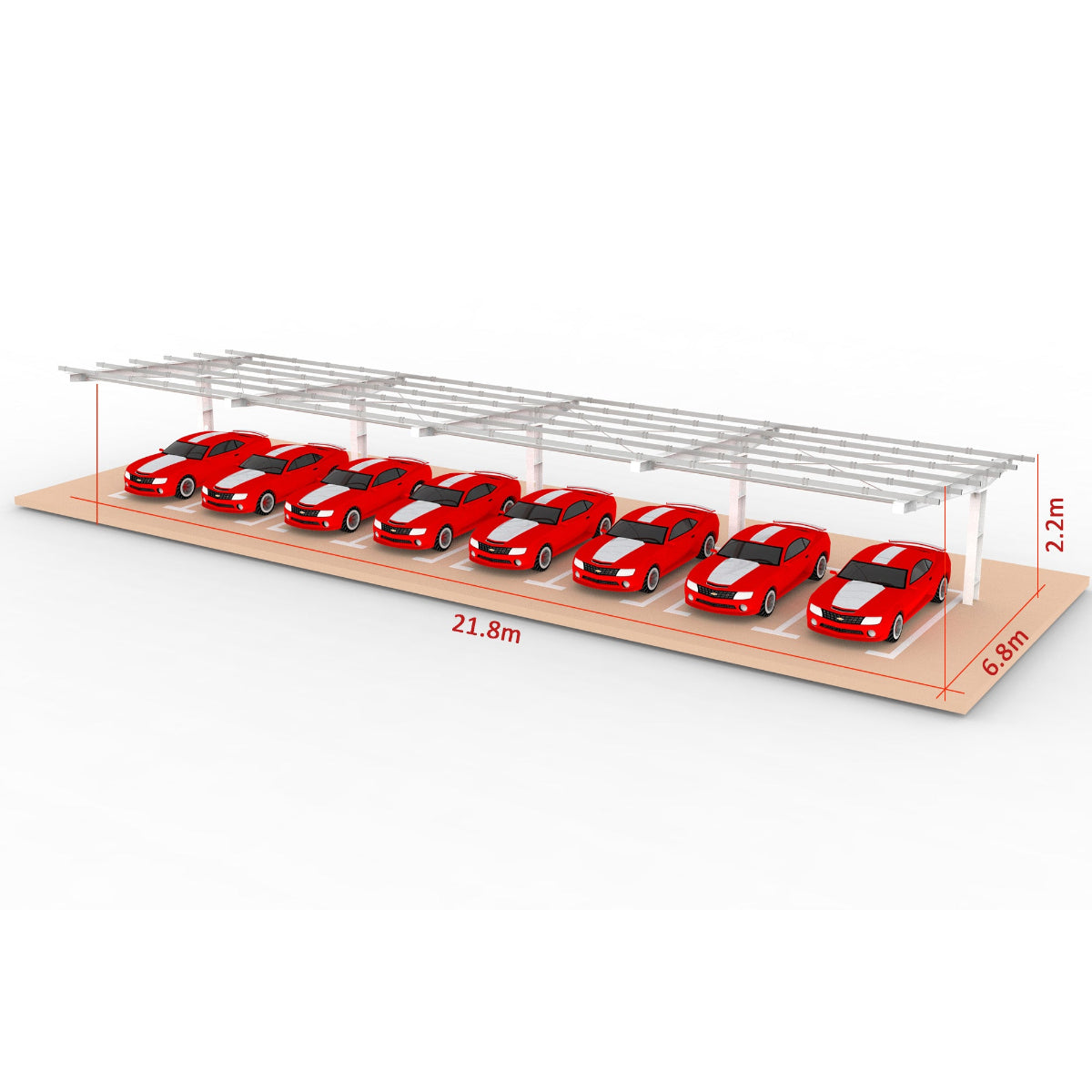 I Type Single-post Single Side Solar Carport Mounting Structure