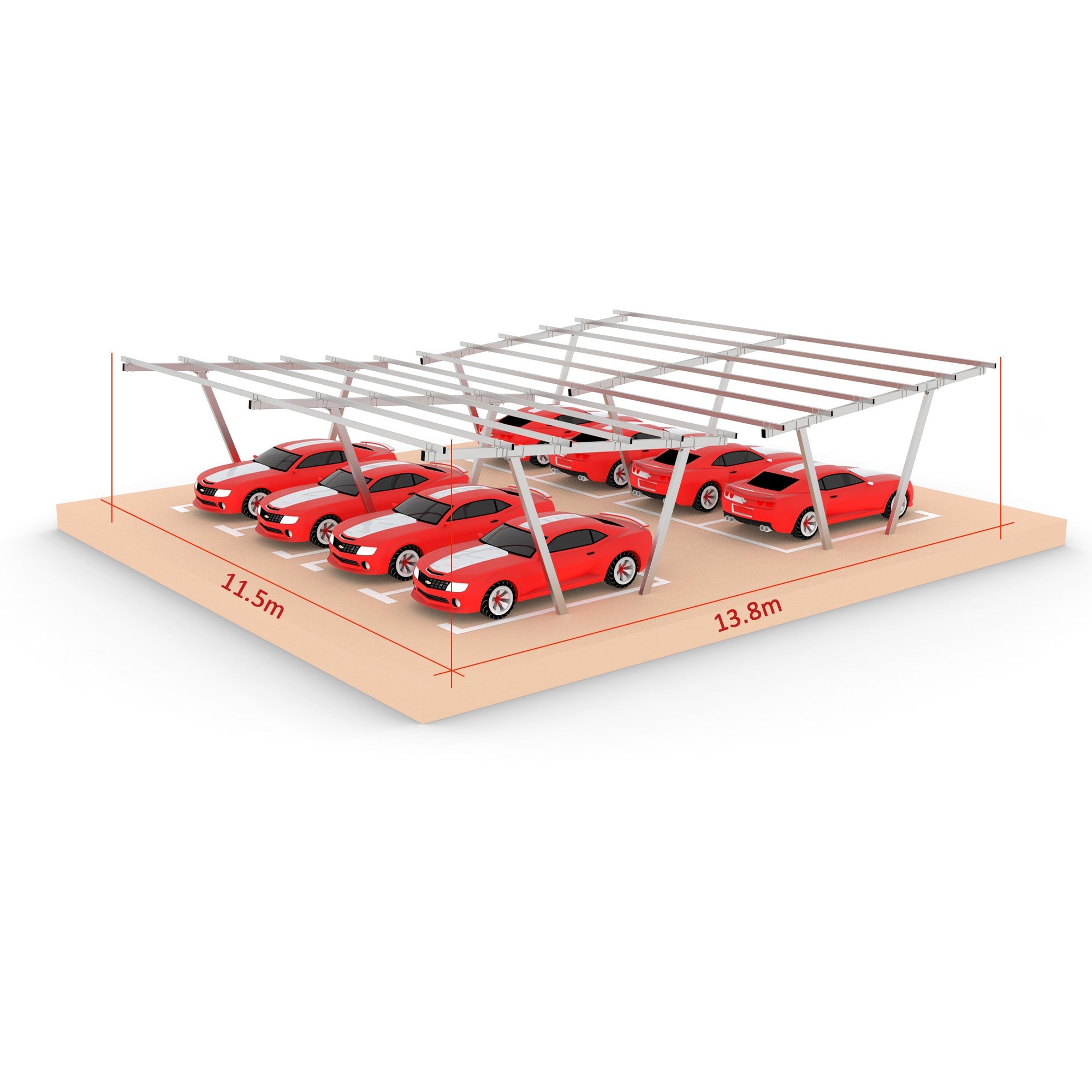 Solar VV Type Column Carport Structure