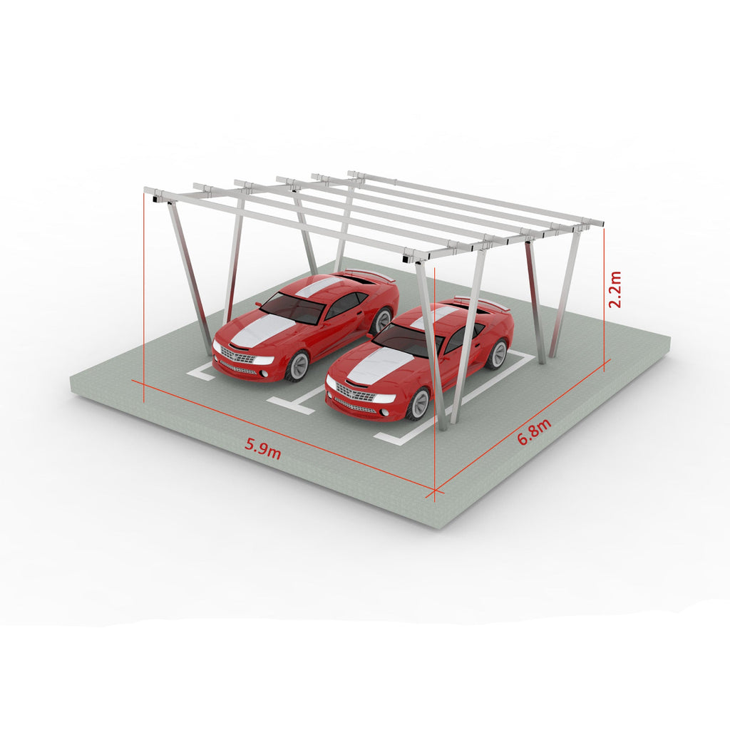 W Shape Solar Mounting System Car Parking Structure