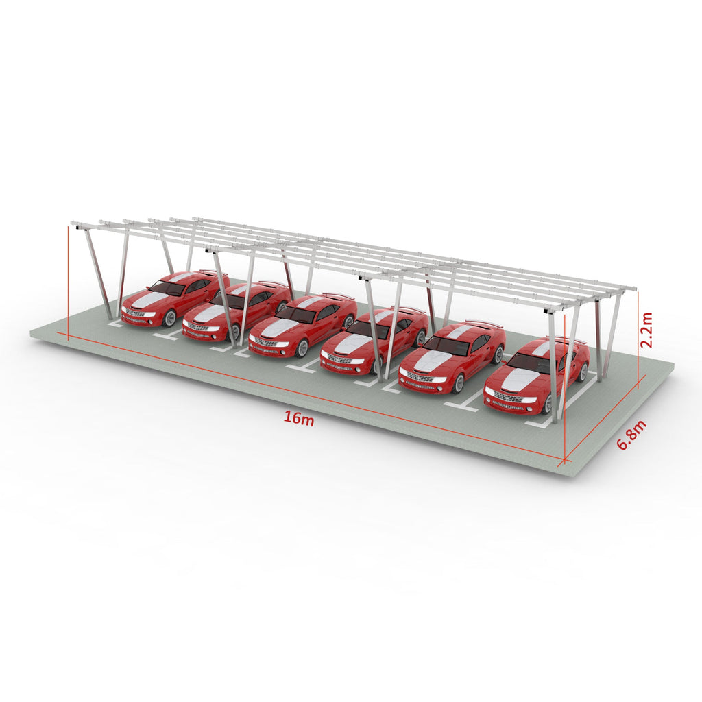 W Shape Solar Mounting System Car Parking Structure