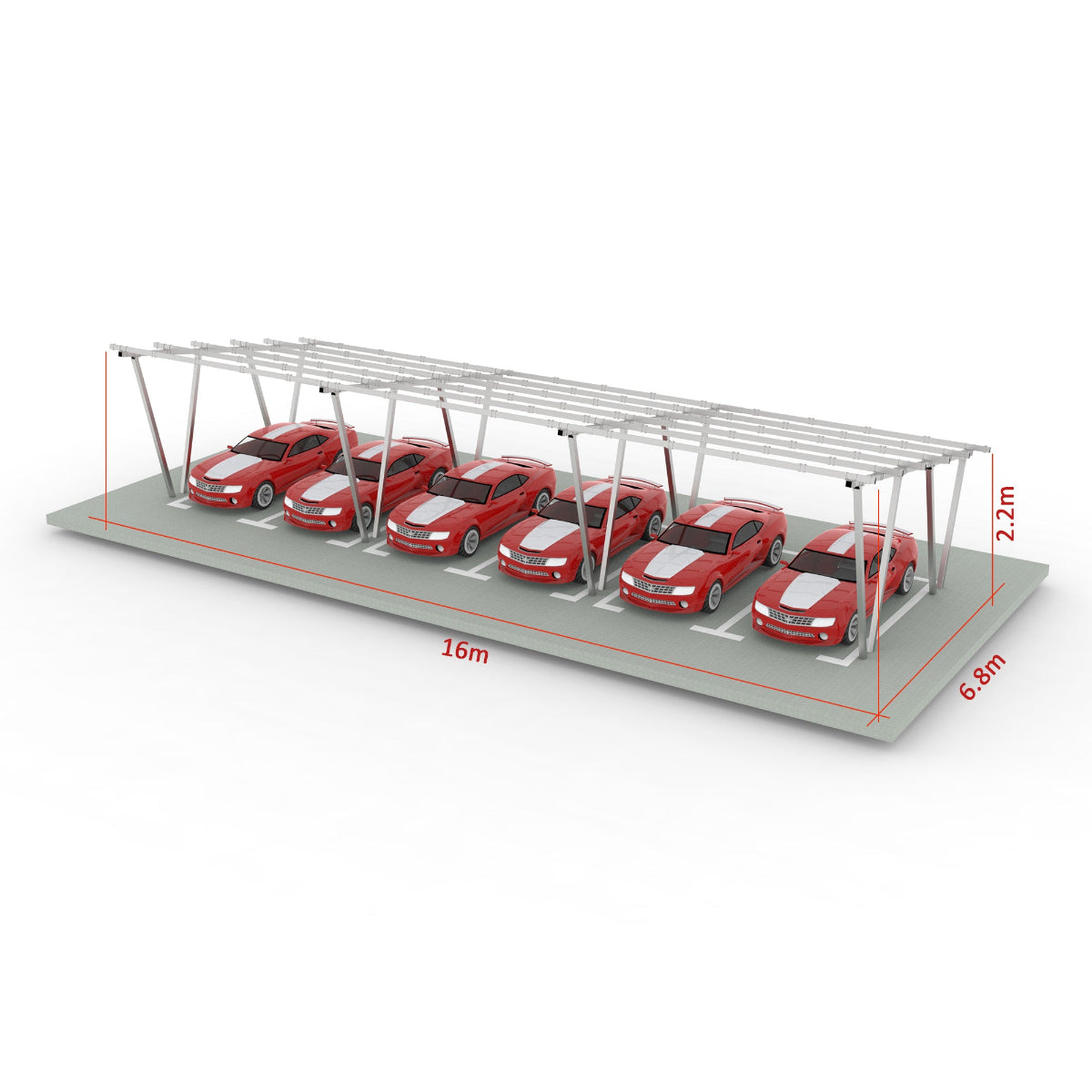 W Shape Solar Mounting System Car Parking Structure