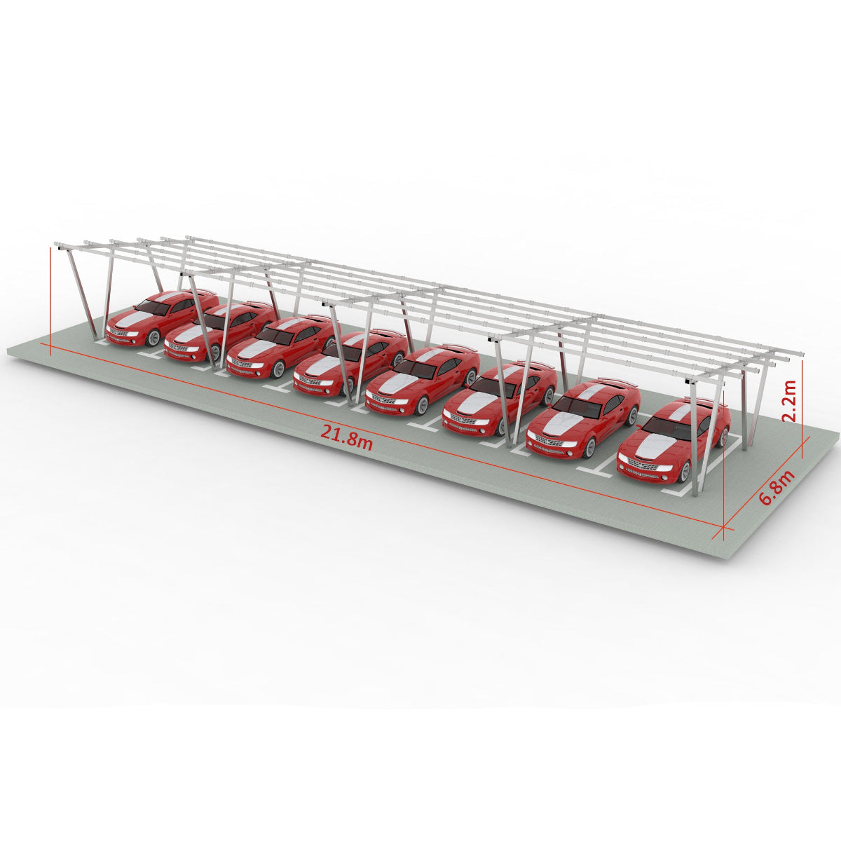 W Shape Solar Mounting System Car Parking Structure