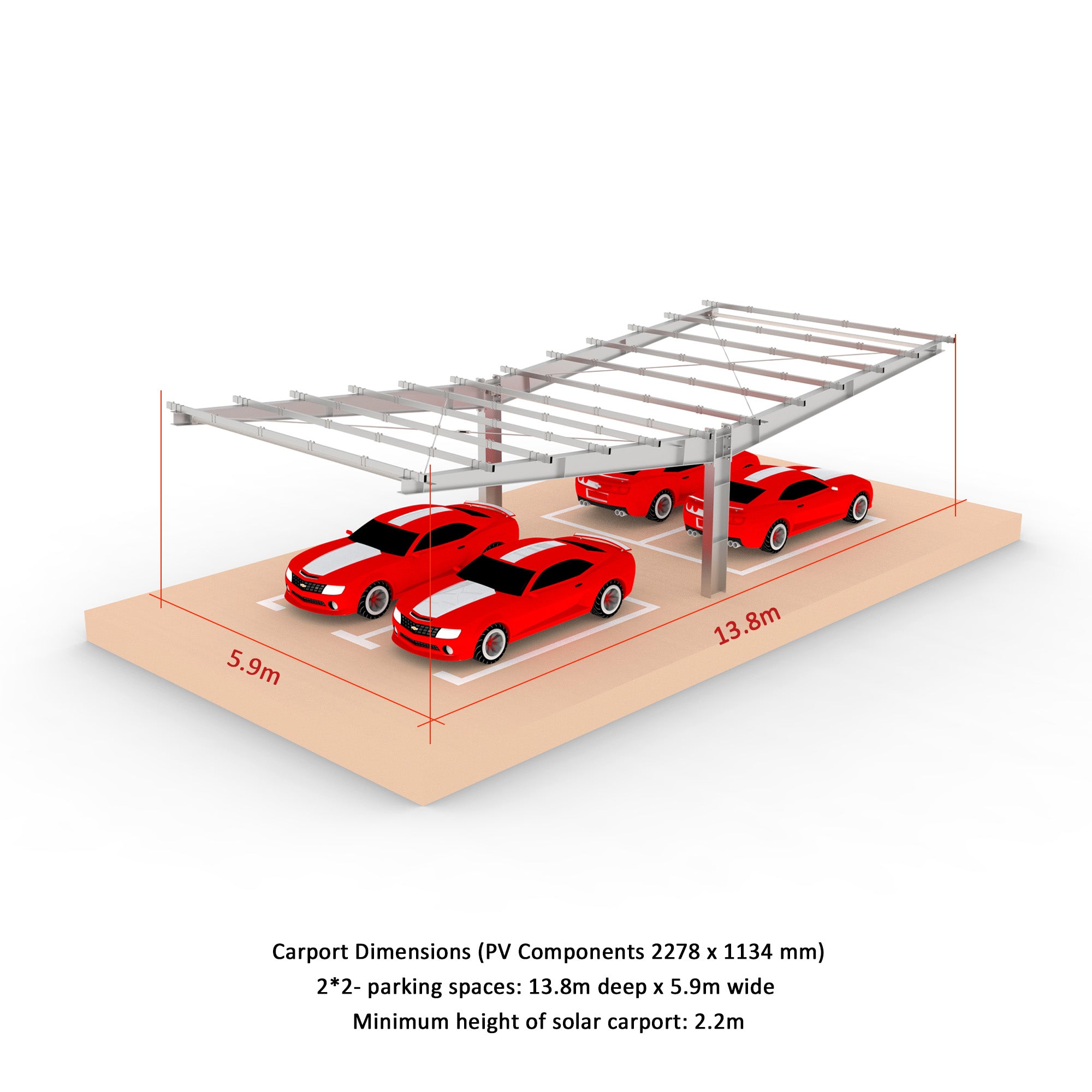 Y Type Double Side Single-post Solar Panel Carport Mounting Structure